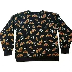 Disney Stitch Sweatshirt Large 11/13 Pumpkin Bats Halloween Black White Orange